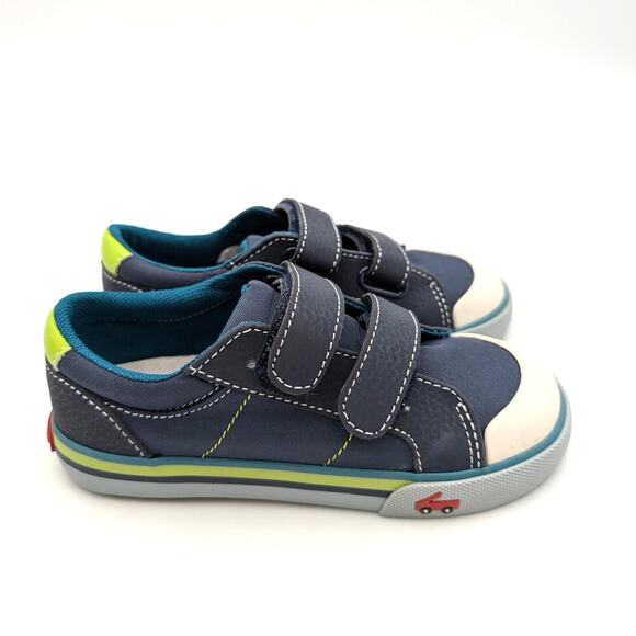 See Kai Run Waylon Hook & Loop Sneaker Shoes Kids' Navy/Lime Size US11 EU28 - Picture 3 of 12